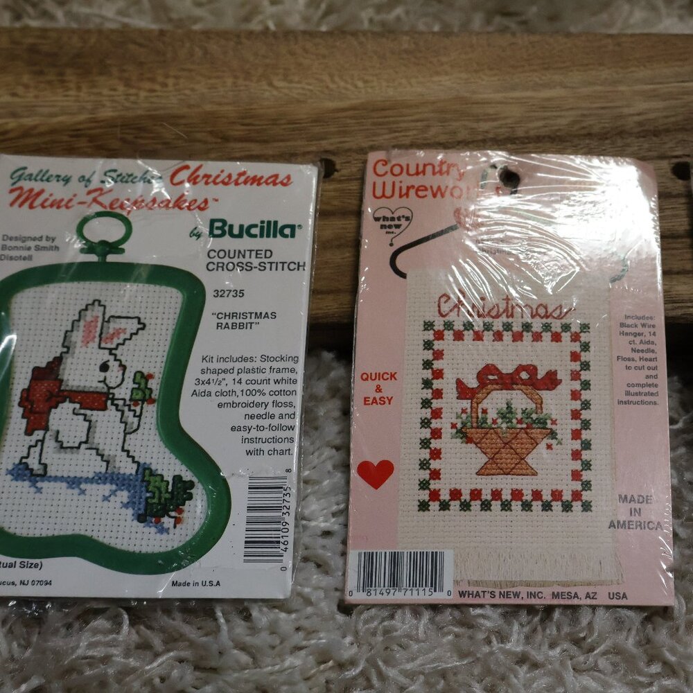 Vintage Christmas Cross Stitch Ornament Kit Lot of 3 NIP Holiday Craft